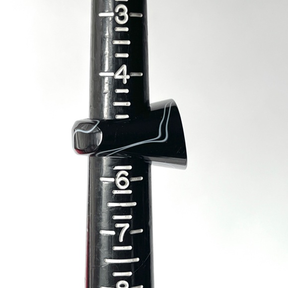 Vintage Size 5 Lucite Black Swirl Ring Oval Slanted Flat Top Geometric Mod - Picture 10 of 10